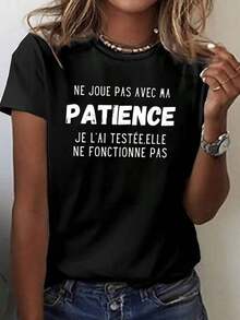 Camiseta con Estampado Humorístico Francés |   Cómoda Blusa de Moda para Mujer, Suave y Transpirable, Lavable a Máquina, Perfecta para Ropa Casual de Primavera/Veranoblusa casual mujer - Negro - Ver 7