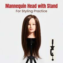 26-Inch Human Hair Mannequin Head-75% Human Hair Mannequin Head, Suitable For Makeup Practice; Beauty Mannequin Head, Suitable For Hairstyling; Hair Training Head, Suitable For Braiding #4 - View 1