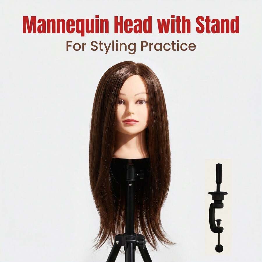 26-Inch Human Hair Mannequin Head-75% Human Hair Mannequin Head, Suitable For Makeup Practice; Beauty Mannequin Head, Suitable For Hairstyling; Hair Training Head, Suitable For Braiding #4 - View 1
