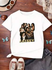 Regalo para el Día del Padre: Ropa para Hombres. T Shirt Men Father's Day A Gift For FatherThis Summer T-Shirt For Girls And Teens Features A Round Neck And Short Sleeves, Adorned With The Golden Word 'KATSEY' On The Front Along With Images Of Girls Interacting With Cute Petsclothes That Dad Wears Summer Clothes For Teens GirlPlayeras De Mujer Algodon Blusas Frescas Para El Calor Blusas Dama Playeras Mujer Blusa Blanca Playeras Basicas De Mujer Blusas Oversize Para Dama  Y2k Mujer Verano Camisetas De Mujer Algodón Playeras Para Mujer Envio Nacional - Blanco - Ver 8