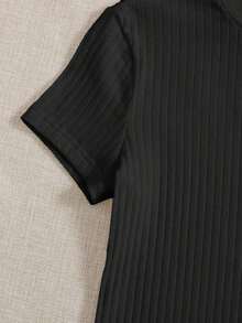 Body tejido de canalé de cuello alto - Negro - Ver 5