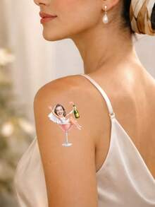 1/10/20/30/60pcs Custom Temporary Stickers, Suitable For Birthdays, Weekend BBQs, Cocktail Parties, Christmas & Holiday Parties, Favorite Single Party Temporary Tattoos, Fade-Resistant, Personalized Gift, Wedding - Multicolor - View 6