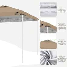 Toldo de Repuesto de 12x12 pies con Ventilación de Aire, Cubierta Superior de Carpa Impermeable y con Protección UV para Marco de Carpa de Patas Rectas - para Exteriores, Patio, Eventos, Ferias - Caqui - Ver 3