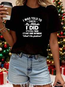 Soft Fashionable Plus Size Women's Clothing, Casual Wear, Classic Styles, Stretchy And Comfortable, Machine Washable, Classic And Modern Print, Short Sleeve Crew Neck T-Shirt For Women. New Summer Women's T-Shirt, Casual And Comfortable Crew Neck Top - 黑色 - 查看 10