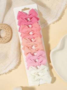 10pcs Waffle Texture Bow Hair Accessories, Gentle Style Daily Wear Hair Decor Set - Mixed color - View 17