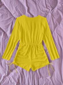 Cover up con abertura con cordón lateral - Amarillo - Ver 2