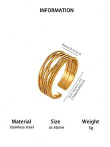 Stainless Steel Hollow Striped Wide Ring, Western Minimalist Charm Textured Fashion Jewelry For Women - JZ9601 - View 17