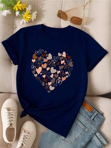 100% "Heart Of Love" T-Shirt - Navy Blue - View 3