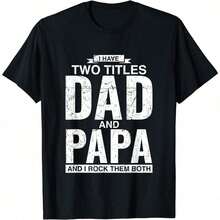 [100% Cotton] Cool Dad And Papa Double Title T-Shirt For Awesome Dads Father's Day Gift Men's Clothing Casual Graphic Short Sleeve Cool Double Title Cotton T-Shirt YGNQ ICAZ - 白色 - 查看 2
