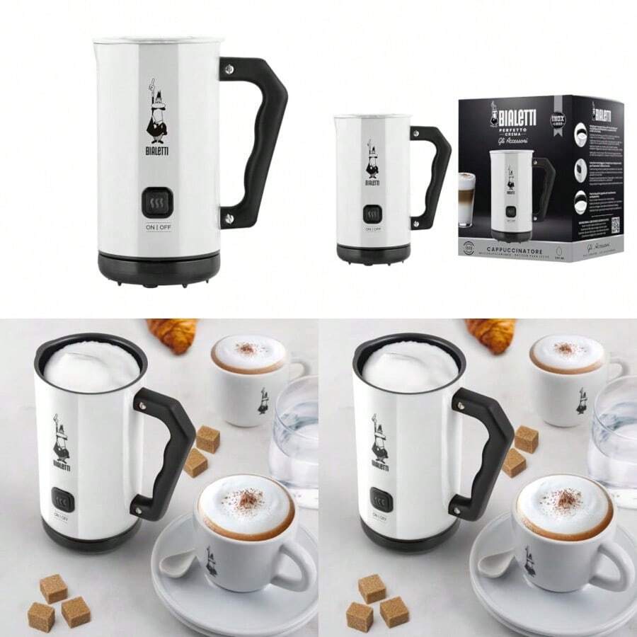Bialetti 4432 - Espumador de leche Electrisk de crema suave, 150 ml/300 ml, color - Blanco - Ver 1