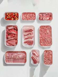 1pc Stackable Freezer Storage Container With Lid, Plastic Food Box Suitable For Meat, Vegetables And Fruits, Reusable Ultra-Thin Airtight Food Storage Box For Refrigerator, Freezer And Kitchen Organization - Multicolor - View 4
