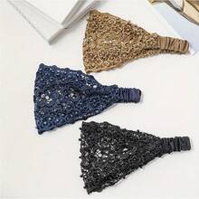 1pc Women's Fashion Crochet Headband With Faux Pearl And Hollow Design, Made Of Elegant Lace And Satin Elastic Fabric, Perfect For Special Occasions, Parties And Daily Wear - Multicolor - View 10