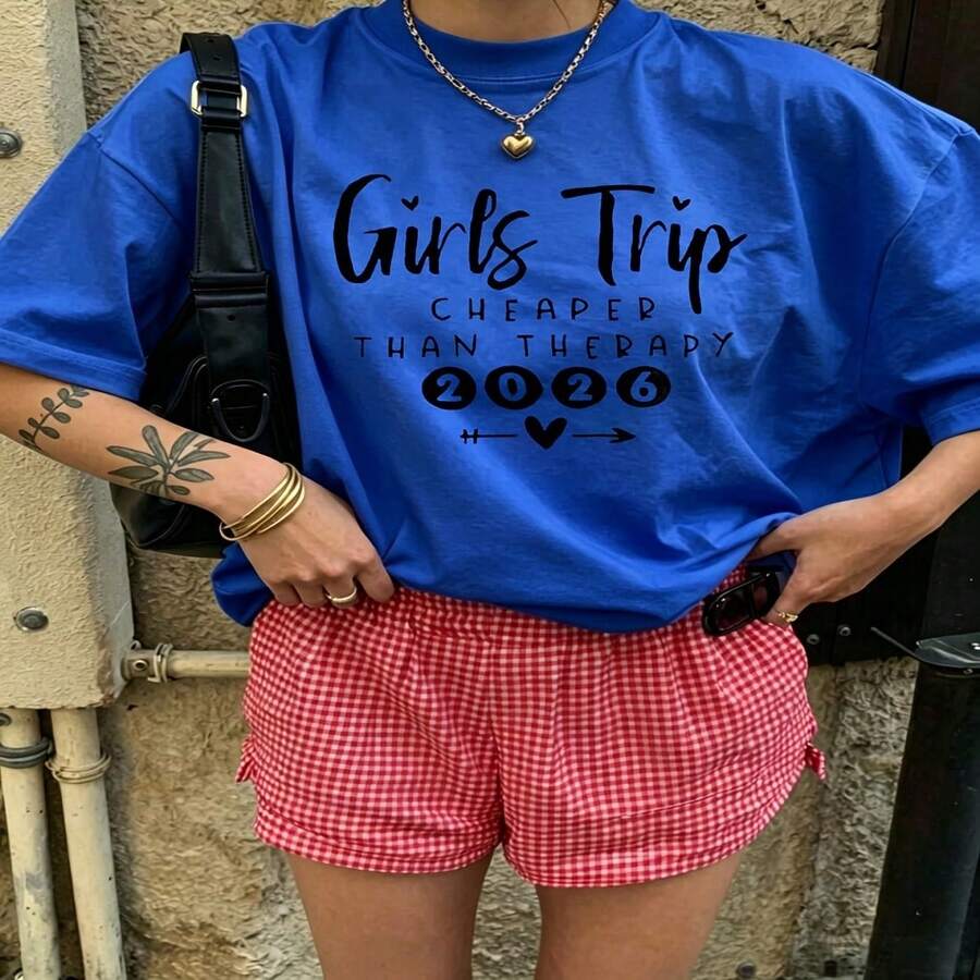 100% Cotton Oversized Heartfelt Graphic T Shirt And Red Gingham Shorts Outfit Cute Aesthetic Soft Breathable Crewneck Short Sleeve Top Summer Casual Set For Women Daily Look