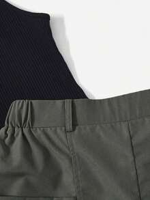 Top halter & Shorts sin cinturón - Gris - Ver 3
