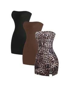 Vestido ajustado bandeau de 3 piezas para mujer, para atuendos de Año Nuevo - Multicolor 2 - Ver 6