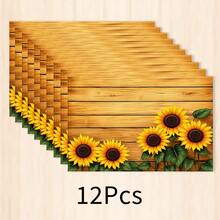 1 pieza Mantel individual de lino con girasol, tapete para desayuno, tapete para café, base para tazón, accesorio de cocina, fácil de limpiar, mantel para comedor, adecuado para el hogar, restaurante, decoración de restaurante, regalo de fiesta, regalo para amigos, juego de múltiples piezas - Multicolor - Ver 10