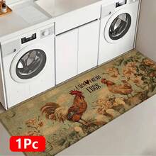 1pc Rooster Pattern Printed Linen Kitchen Rug, Doormat, Bath Mat, Hallway Mat, 3D Printed Rectangle Carpet For Living Room, Bedroom, Corridor, Bathroom, Laundry Room - Polyester Rug For Indoor And Outdoor Home Decor - Multicolor - View 13