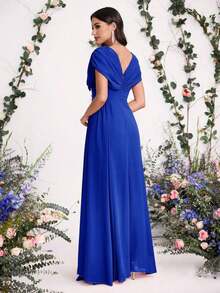 Vestido con flores 3D bordadas para novia, madre de la novia, moda de primavera y verano para fiesta, cita, vacaciones, boda, celebridad, con cintura elegante y falda amplia, para el Día de San Valentín - azul real - Ver 2