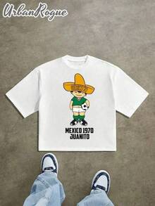 Camiseta para Hombre Casual y Moderna con Estampado de Jugador Mexicano 1970 Juanito |     Ropa de Hombre con Estilo Playeras Sudaderas y Camisas Cómodas |     Ideal para Uso Diario Trabajo y Salidas |     Fácil de combinar muestra tu estilo - Negro - Ver 1