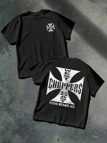 Camiseta de doble cara con estampado temático de West Coast Choppers para hombre, adecuada para uso diario, ideal para hombres a la moda, una opción de regalo ideal, 100% algodón. - Negro - Ver 6