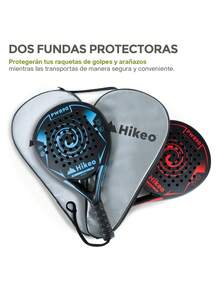 Hikeo 2 Padel Rackets With Covers, Balls And Grips. Carbon Fiber Rackets - Multicolor - View 6