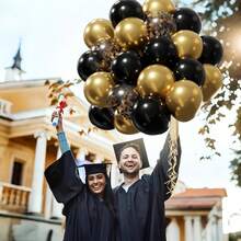 36pcs/38pcs Per Set, 10inch/12inch Gold And Black Latex Balloon Set. Suitable For One-Year-Old Birthday Banquet, Weddings, Engagement, Dating, Confession, Proposal And Bridal Room Decoration - Multicolor - View 6