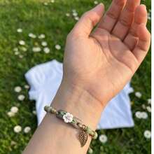 Handmade Ceramic Beaded Bracelet Adjustable Handmade Bracelet With Leaf Pendant Country Charm Accessory Bracelet Ceramic Floral Small Jewelry Friendship Bracelet Best Friends ESRC - Những bông hoa màu hồng dài - Xem 6