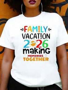 Camiseta de Estilo Casual para Mujer, Vacaciones Familiares 2026, Creando Recuerdos Juntos, Regalo de Viaje de Verano para Familiares y Amigos - Blanco - Ver 1