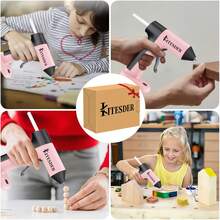 KITESDER Cordless/Corded/20 V High-Temperature Mini Hot Glue Gun Kit (Pack Of 1 Full Size Hot Glue Gun And 30 Sticks) , Easy Squeeze Trigger,For Detailed Crafting And DIY Projects - (Pink) Updated Version - View 4