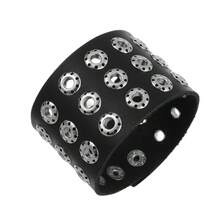 1 chiếc vòng tay Gothic Punk bản rộng hình viên đạn, dây đeo bằng da thủ công màu đen và nâu có thể điều chỉnh dành cho nam - màu nâu - Xem 25