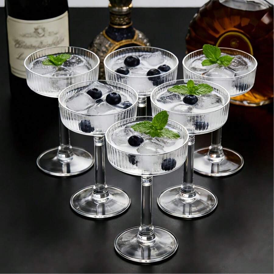 1/5/10/15/20pcs Transparent Champagne Glasses/Martini Glasses/Wine Glasses/Stemware/Cocktail Glasses/Champagne Glasses,Perfect For Parties/Picnics/Birthdays/Valentine's Day/Easter/Weddings - View 1