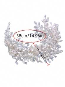 1pc Bridal Braided Headband With Rhinestones, Wedding Dress Hair Accessory - Silver - View 5