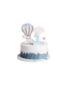Teddy Bear Car Balloon Hot Air Balloon Star Cloud Cake Topper Decoration Set, Polymer Clay Cake Decor For Birthday - Multicolor - View 10