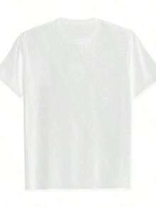 1 Pc "The World Is Yours" Short-Sleeved Crew Neck T-Shirt, Printed With A Planet On The Back, Woven With Soft And Breathable Cotton, Ideal For Men In A Sporty And Casual Style, With An Urban Look, Suitable For All Seasons, The Perfect Gift For Holidays And Birthdays (For A Relaxed Effect, Please Refer To The Size Chart And Choose A Larger Size) 180g 100% Cotton, The Patterns Are All Printed. Unisex. - 白色的 - 查看 2