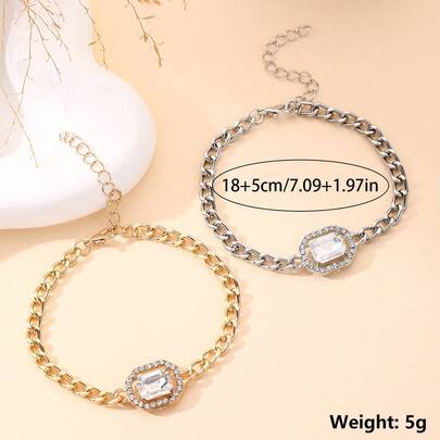 1-10 chiếc: Vòng tay đính đá và pha lê siêu lấp lánh - Phong cách Hàn Quốc cổ điển, thời trang và thanh lịch dành cho nữ.