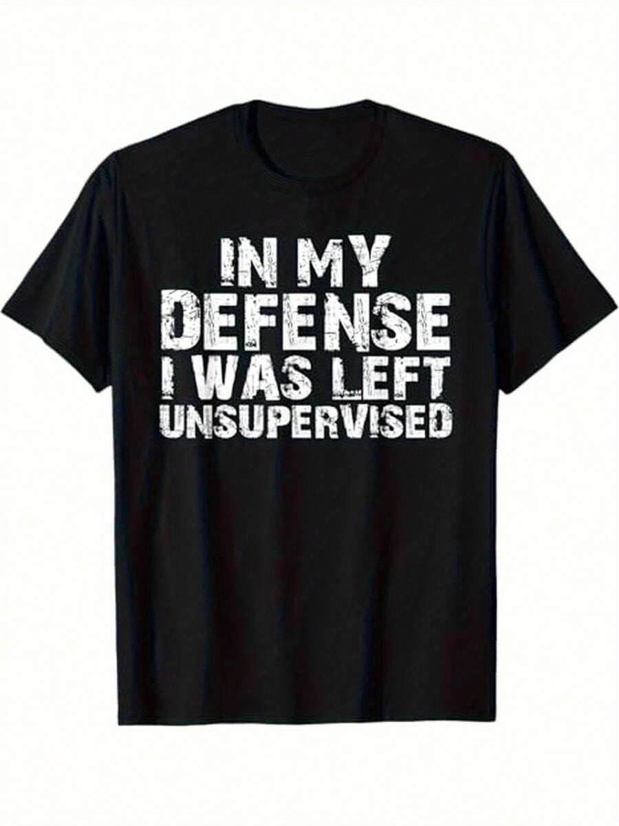 Camiseta gráfica con sarcasmo divertido, unisex - 100% algodón, negra, con el llamativo estampado "Cuando me defienden, me dejan sin atención", corte casual, regalo perfecto para Halloween, Acción de Gracias y Navidad. - Negro - Ver 1