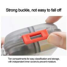 10-Compartment Portable Pill Organizer, Weekly Pill Organizer, Pocket Pill Storage Box, Portable Pill Case. - Gray and Green - View 4