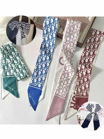 M.Dior New Narrow Scarf For Women, Thin Versatile Neckerchief, Headband, Wrap, Ribbon, Artistic Flowing Tie, Suitable For Autumn/Winter