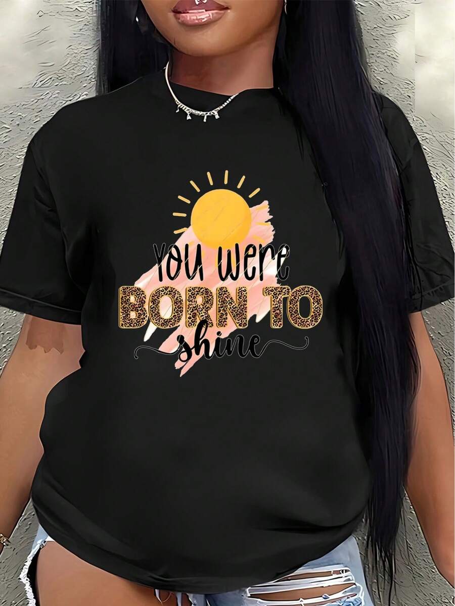 This Short-Sleeved T-Shirt, With A Cheerful Design To Celebrate Your Talents, Is Perfect For Casual Wear. It's Lightweight Yet Durable, Ideal For Everyday Wear, Whether At Work Or At Home, And Is Available In A Variety Of Colors. Women's Blouses > Clothing - 黑色 - 查看 1