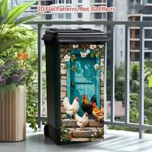 1pc Garbage Can Sticker, Chickens Playing Theme Design, Matte Surface Sticker Suitable For Indoor And Outdoor Decoration On Trash Cans, Walls, Perfect For Modern Home Decor, 37*82cm/14.57*32.28in - Style 1 - View 7