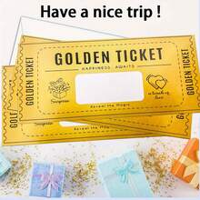 10 Stücke Gold Rubbelkarten DIY Set (mit Umschlägen), Überraschungsgeschenk, Party Zubehör, Geburtstags-/Hochzeitskarten, Konzert-/Kinotickets, Verlosungspreise - Gold - Übersicht 3