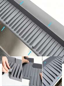 (4/3/2/1pc Set Available) Flexible Spliceable Drainage Mat/Faucet Splash Guard - Specifically Designed For Sinks, Non-Slip, Quick-Drying, Effectively Protects Bathroom And Kitchen Sink Areas. Easy-To-Clean Surface, Fits Single-Hole Faucets, Suitable For Kitchen And Bathroom Vanities. - View 3