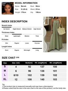 NEW IDEA Rochie maxi casual verde măsliniu pentru femei, cu bretele spaghete, rochie lungă lejeră, fără spate, cu talie legată, potrivită pentru vacanța de vară la plajă și ținuta casual zilnică - Verde măsline - Vizualizare 4