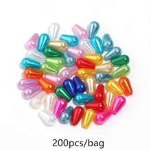 200/100颗/包 ABS仿珍珠彩色水滴形珠子,适用于制作手链、项链、珠宝、手工包、窗帘、耳环、发饰、DIY工艺品 - 隨機混色 - 查看 10