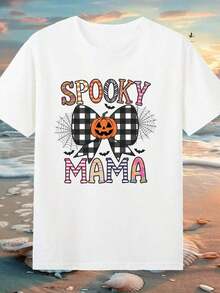 1 Piece Of White Short-Sleeved Casual T-Shirt With The Slogan 'Jolly Mama' For Unisex, With Round Neck And Regular Hem, In Slightly Elastic Material, Unisex T-Shirt Of 180g, 100% Cotton. - 白色 5 - 查看 11