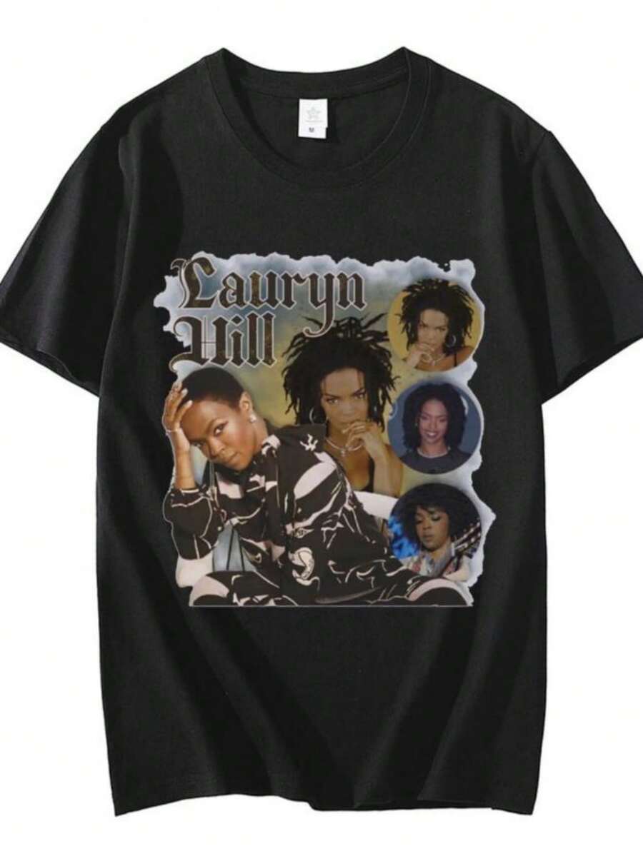 Women's T-ShirtsVintage 90s Comic Style Lauryn Hill Inspired The Miseducation Of Lauryn Hill Graphic Tshirt Men Women Hip Hop Oversized T-Shirt - 黑色 - 查看 1