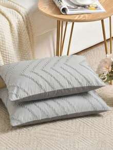 1/2pcs Set Wave Cut Flower Dark Grey Pillowcase - Includes 1 Or 2 Pillowcases (Pillow Insert Not Included), Reversible, Cute Fresh Country Style, Lightweight And Breathable, Machine Washable, Country Style - Dark Grey - View 8
