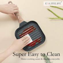 7 Inch Nonstick Small Grill Pan For Indoor Cooking, Versatile Induction Square Grilling Skillet Steak Pan For Stove Tops,  Free, Black - Black - View 6