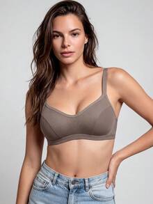 3pcs/Set Women's Comfortable Sleep Wireless Soft Cup Small Bust Solid Color Bra - Multicolor - View 3