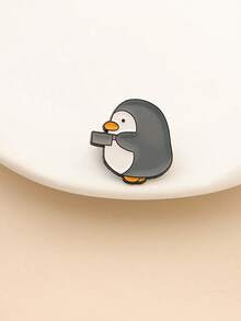 1 pieza Broche creativo de dibujos animados con pingüino y patito lindos, insignia decorativa de animal divertido para ropa, bufanda, bolso, chaqueta, accesorio de moda versátil, gran regalo para amigos y parejas - Multicolor - Ver 2